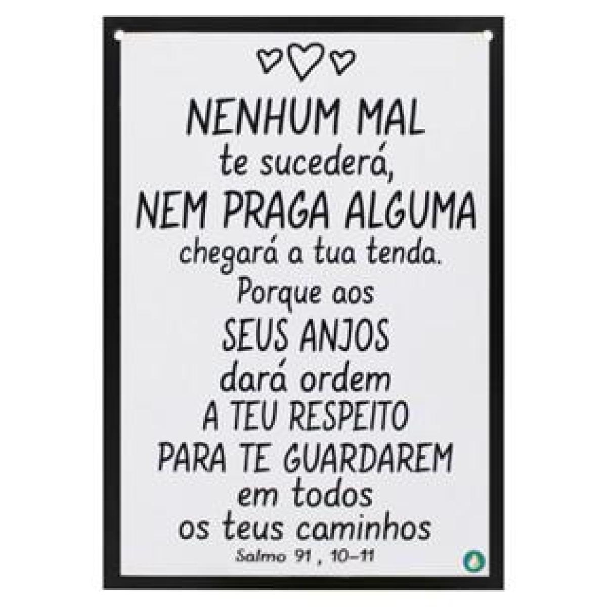 Placa Decorativa Adesivada Nenhum Mal Te Sucederá