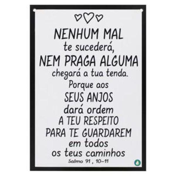 Placa Decorativa Adesivada Nenhum Mal Te Sucederá