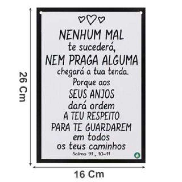 Placa Decorativa Adesivada Nenhum Mal Te Sucederá
