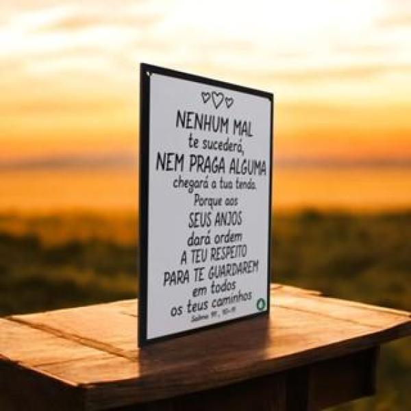 Placa Decorativa Adesivada Nenhum Mal Te Sucederá
