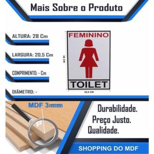 Placa Decorativa De Informações Banheiro Feminino mdf