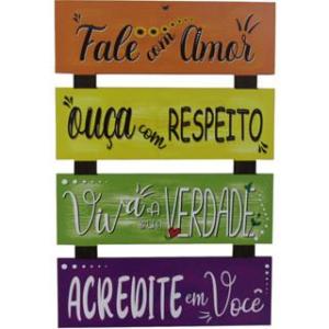 Placa Decorativa De Parede 4 Partes Fale Com Amor
