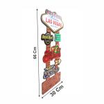 Placa Decorativa Las Vegas em MDF 4mm para Parede Decoração Bar Barbearia Área Gourmet Sala de Jogos 66x30cm