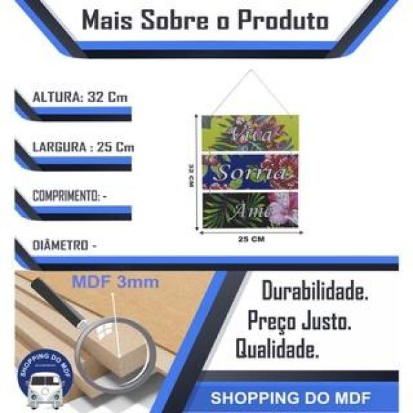 Placa Decorativa Supensa Sisal Decoração Viva Sorria Ame