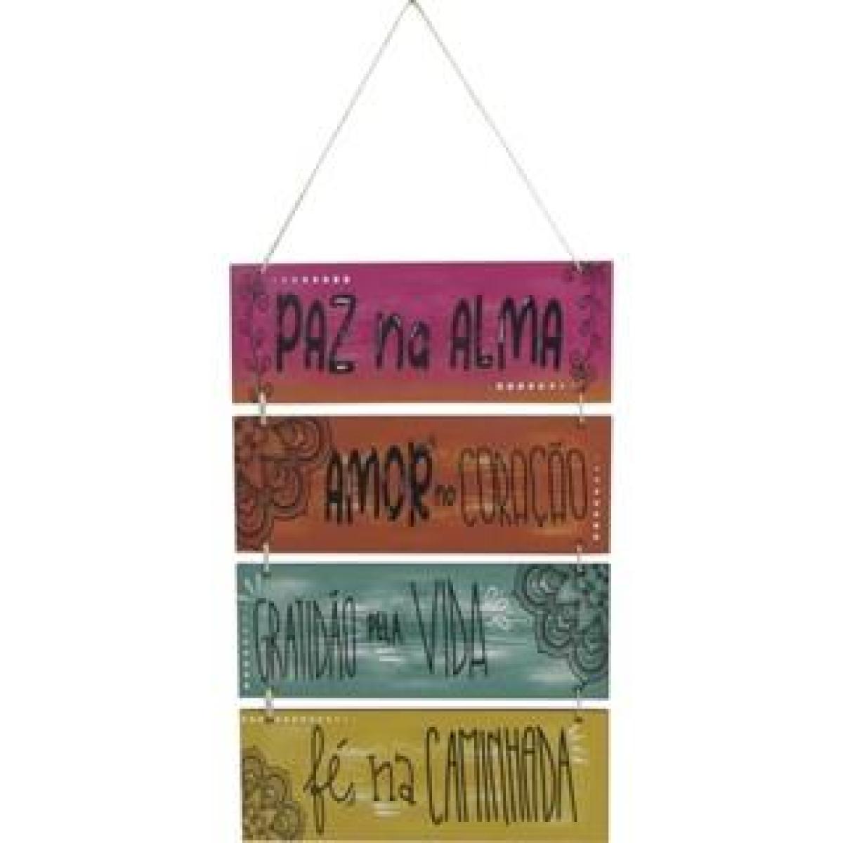 Placa  Suspensa Sisal Decoração Paz Na Alma 4 Partes