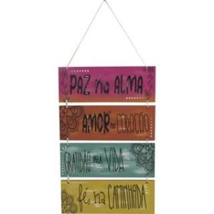 Placa  Suspensa Sisal Decoração Paz Na Alma 4 Partes 
