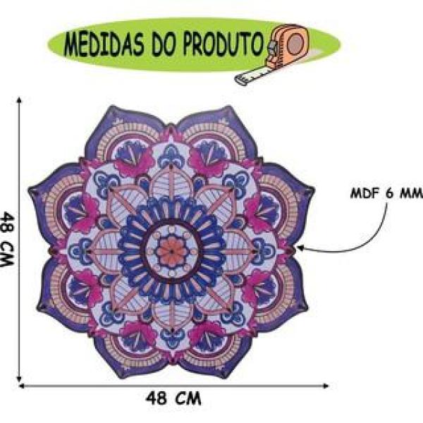 Placa Quadro Mandala Recorte Grande Mdf ROSA 