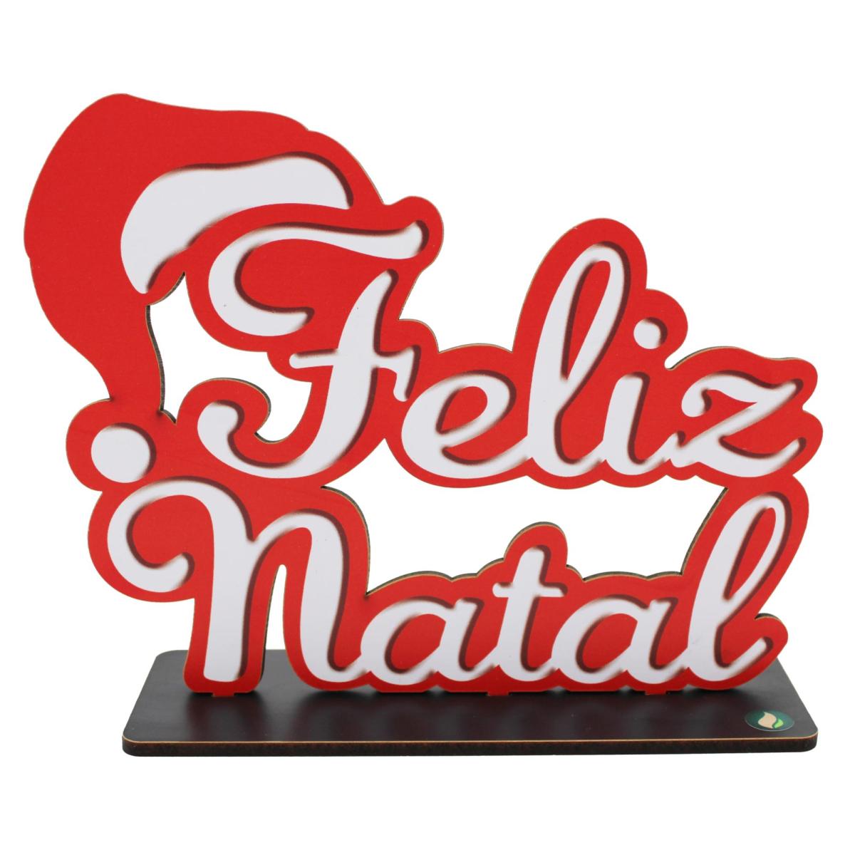 Placa Decorativa Enfeite Natal Feliz Natal 17x18x6cm MDF