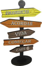 Placa Seta de Mesa Adesivada Amanhecer, Acordar Mdf