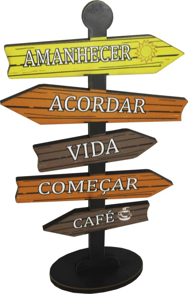 Placa Seta de Mesa Adesivada Amanhecer, Acordar Mdf