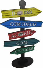 Placa Seta de Mesa Adesivada Durma com Idéias Mdf