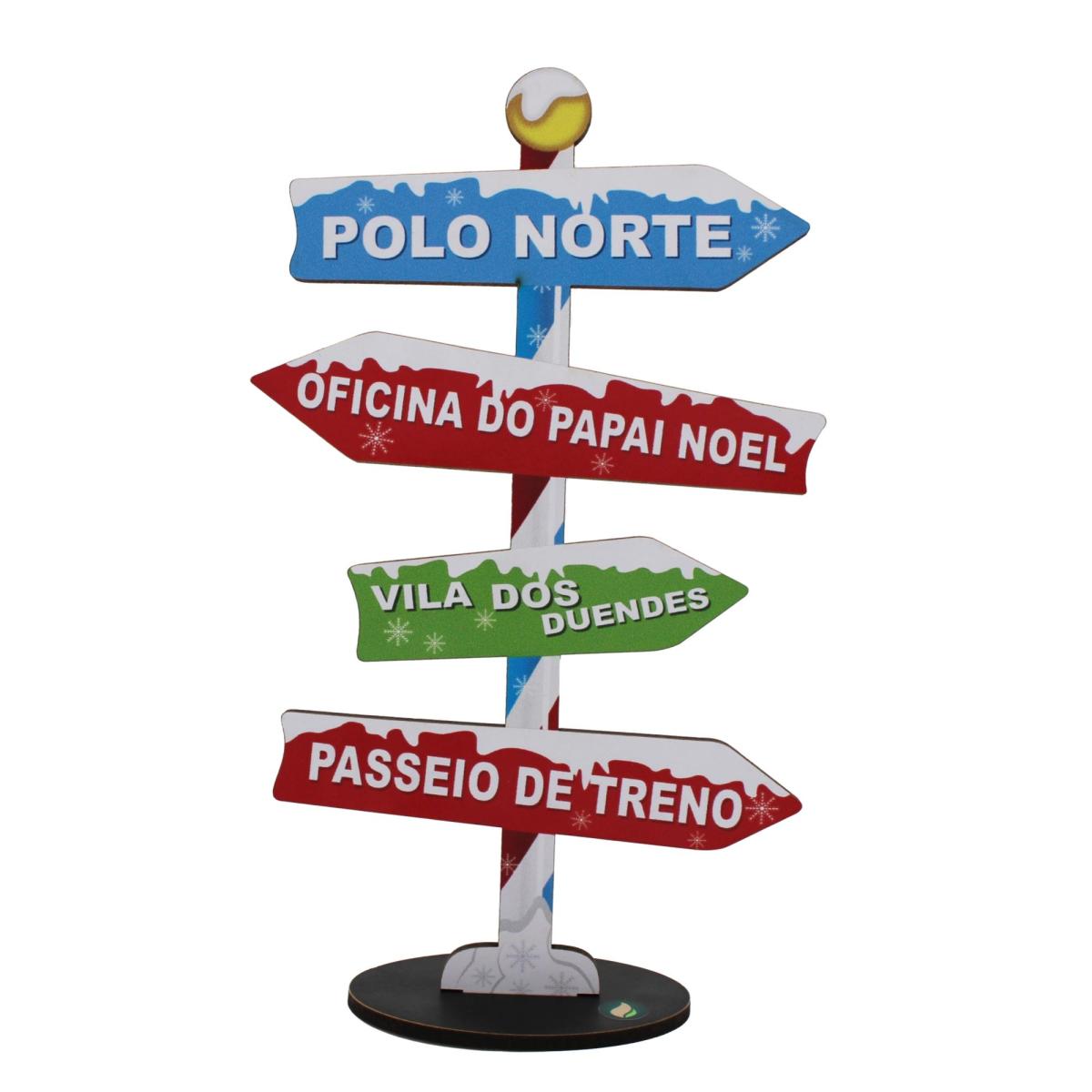 Placa Seta de Mesa Adesivada Polo Norte Neve Natal 
