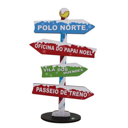 Placa Seta de Mesa Adesivada Polo Norte Neve Natal 