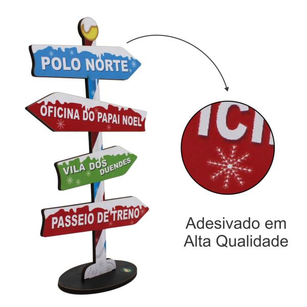 Placa Seta de Mesa Adesivada Polo Norte Neve Natal 