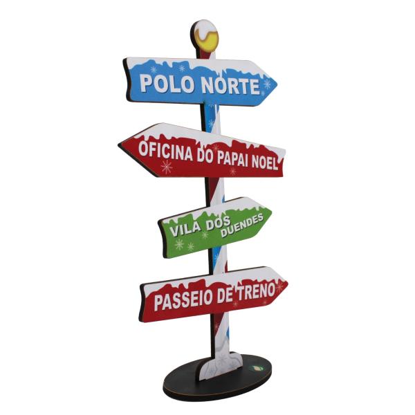 Placa Seta de Mesa Adesivada Polo Norte Neve Natal 