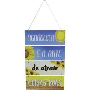 Placa Suspensa Sisal Decoração Agradecer 4 Partes 