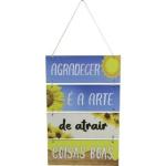 Placa Suspensa Sisal Decoração Agradecer 4 Partes 