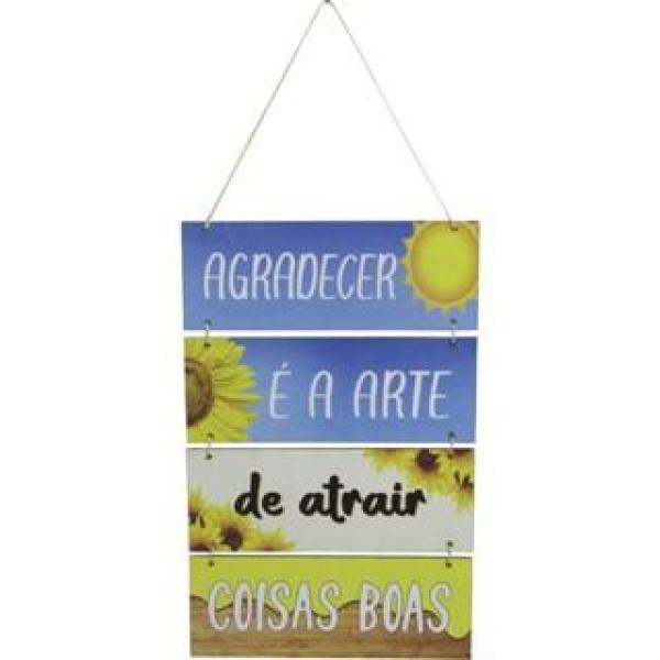 Placa Suspensa Sisal Decoração Agradecer 4 Partes 