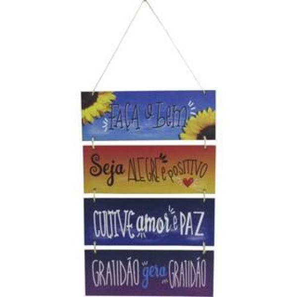 Placa Suspensa Sisal Decoração Faça O Bem 4 Partes 