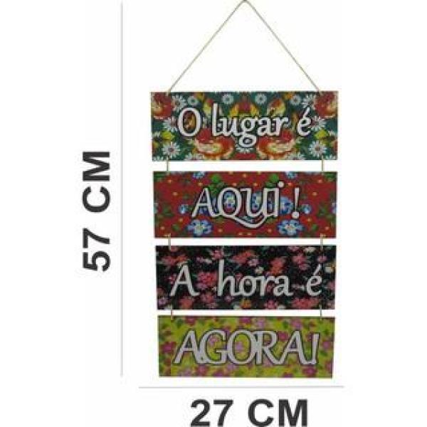 Placa Suspensa Sisal Decoração O Lugar é Aqui 4 Partes 