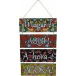 Placa Suspensa Sisal Decoração O Lugar é Aqui 4 Partes 