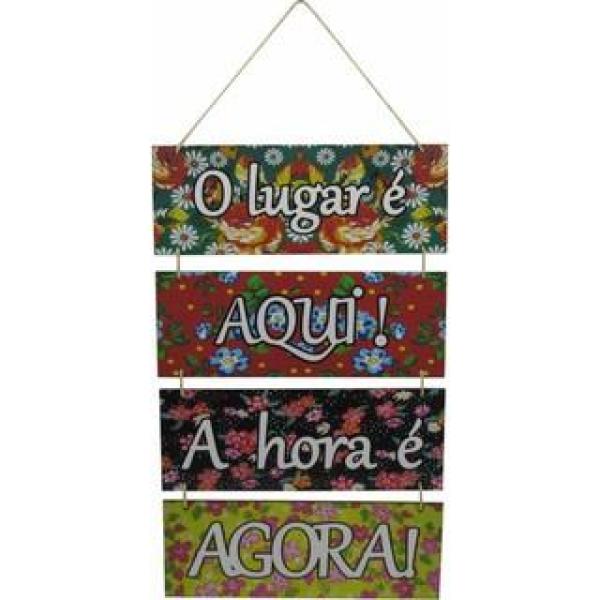 Placa Suspensa Sisal Decoração O Lugar é Aqui 4 Partes 