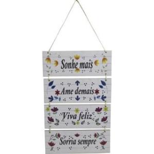 Placa  Suspensa Sisal Decoração Sonhe Mais 4 Partes 