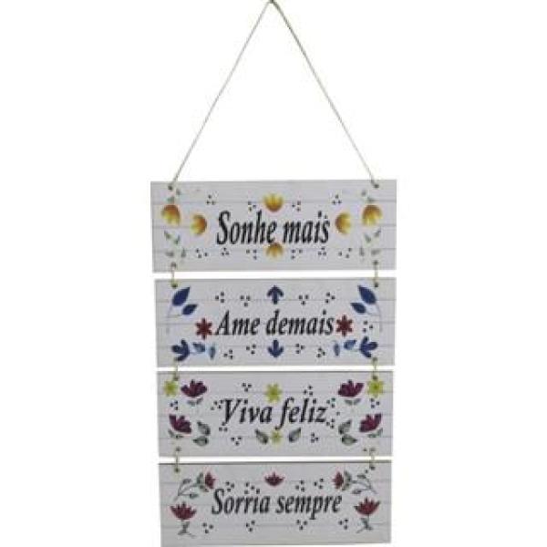 Placa  Suspensa Sisal Decoração Sonhe Mais 4 Partes 