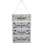 Placa  Suspensa Sisal Decoração Sonhe Mais 4 Partes 
