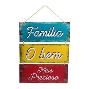 Placa  Suspensa Sisal  Família O Bem Mais Precioso 3 Partes 