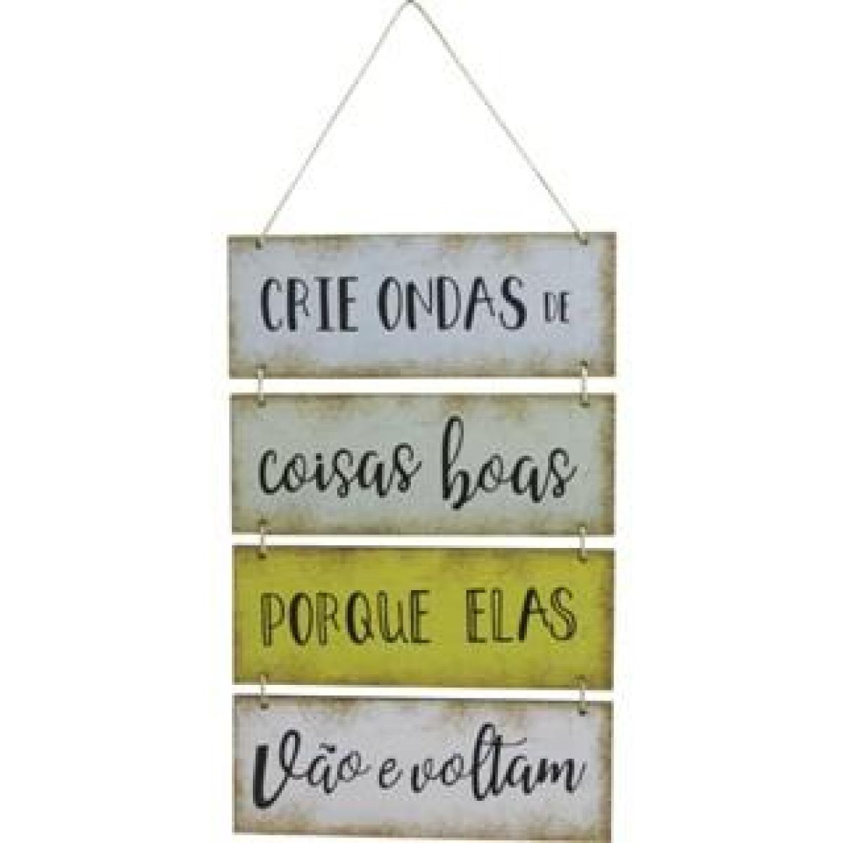 Placa  Suspensa Sisal   Ondas De Coisas Boas 4 Partes 