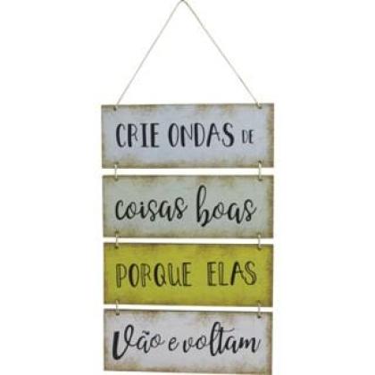 Placa  Suspensa Sisal   Ondas De Coisas Boas 4 Partes 