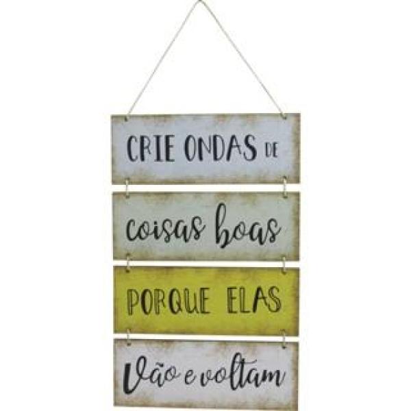 Placa  Suspensa Sisal   Ondas De Coisas Boas 4 Partes 