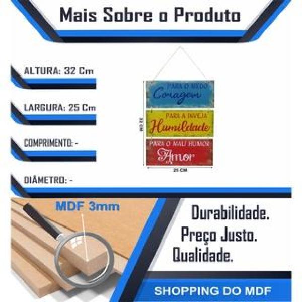 Placa  Suspensa Sisal  Para O Medo Coragem