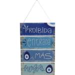 Placa Suspensa Sisal Proibida Entrada De Más Energias 4 Partes 