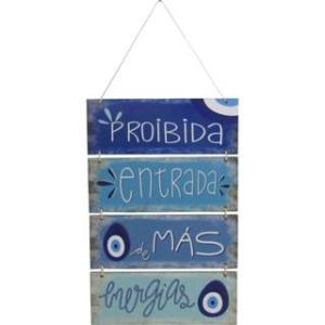 Placa Suspensa Sisal Proibida Entrada De Más Energias 4 Partes 