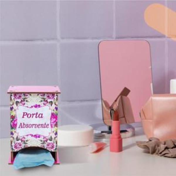 Porta Absorvente - higiene - Organizador MDF decoração Floral – Elegância e praticidade