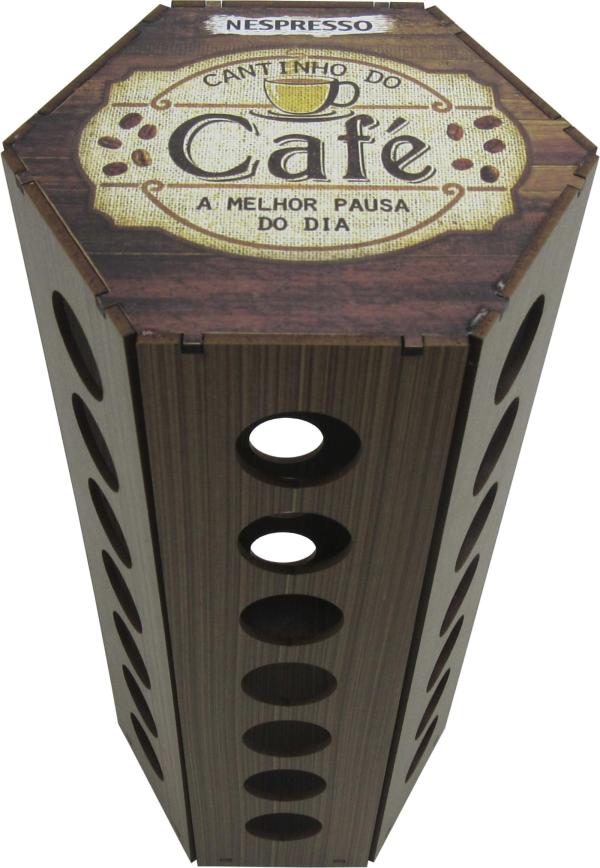 Torre Porta Cápsula Sextavada Nespresso  A Melhor Pausa Do Dia Mdf    Torre Porta Cápsula Sextavada Nespresso  A Melhor Pausa Do Dia Mdf