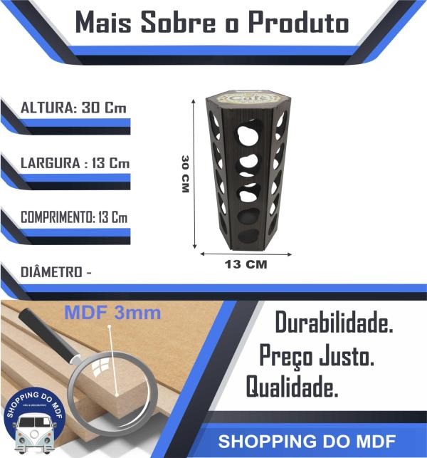  Torre Porta Cápsula Sextavada Três Corações A Melhor Pausa do Dia Mdf   