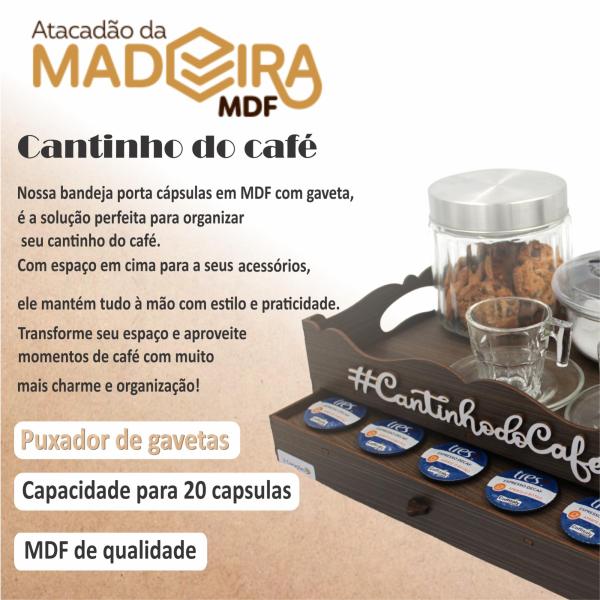 Bandeja Porta Cápsulas 3 corações Amadeirada Cantinho Do Café