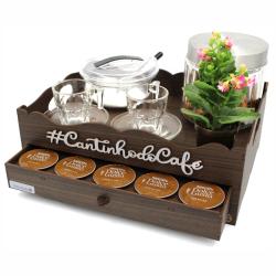 Bandeja porta cápsulas dolce gusto amadeirada cantinho do café