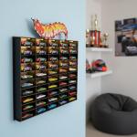 Porta Carrinhos Hot Wheels Expositor 50 Vagas Madeira MDF Colecionáveis Organização Decoração Quarto