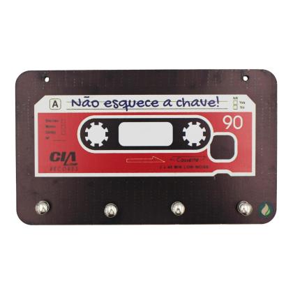 Porta Chave Fita k7 12x20cm Mdf