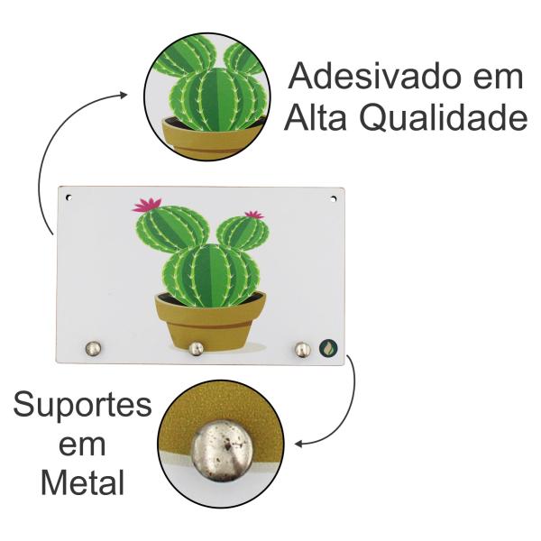 Porta Chaves Cacto 12x20cm Mdf