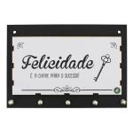 Porta Chaves Felicidade 25,5x2,5x17cm Mdf 