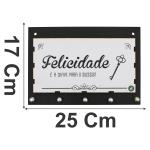 Porta Chaves Felicidade 25,5x2,5x17cm Mdf 