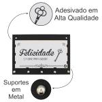 Porta Chaves Felicidade 25,5x2,5x17cm Mdf 