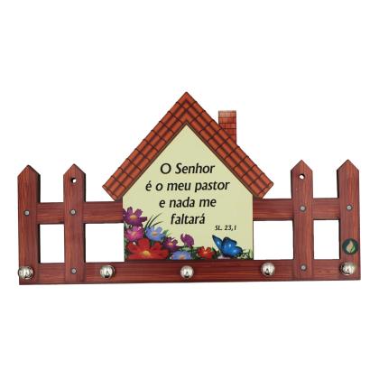 Porta Chaves Casa Com Cerquinha 26x14,5cm Mdf