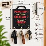 Porta Chaves de Parede MDF Decorativo com 3 Suportes Organizador para Entrada Casa 20x15 cm