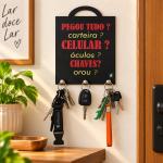 Porta Chaves de Parede MDF Decorativo com 3 Suportes Organizador para Entrada Casa 20x15 cm